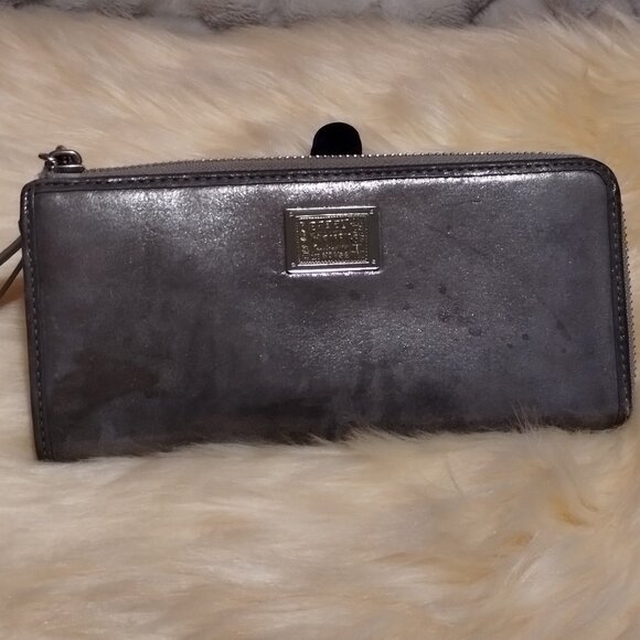 Coach Handbags - Coach - Poppy - Metallic Silver Zip Wallet
